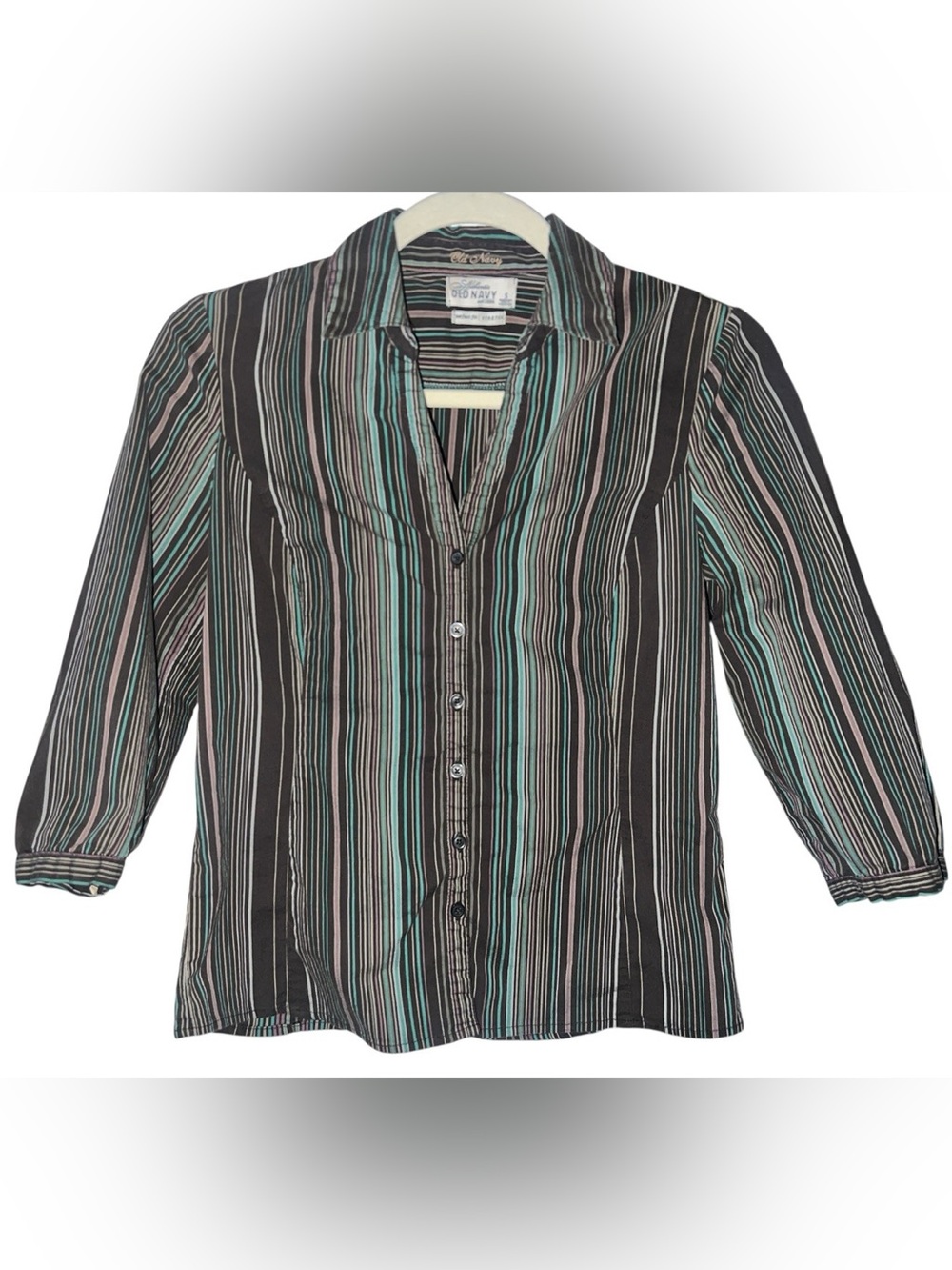 Vintage Classic Old Navy Perfect Fit Stretch Women’s Striped Button Blouse